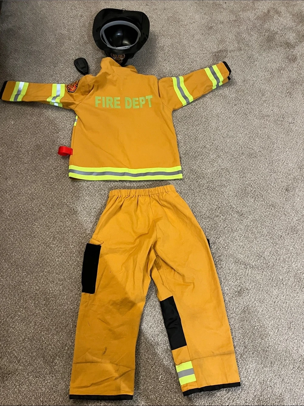 Kids Firefighter Costume Set - Yellow Jacket & Pants